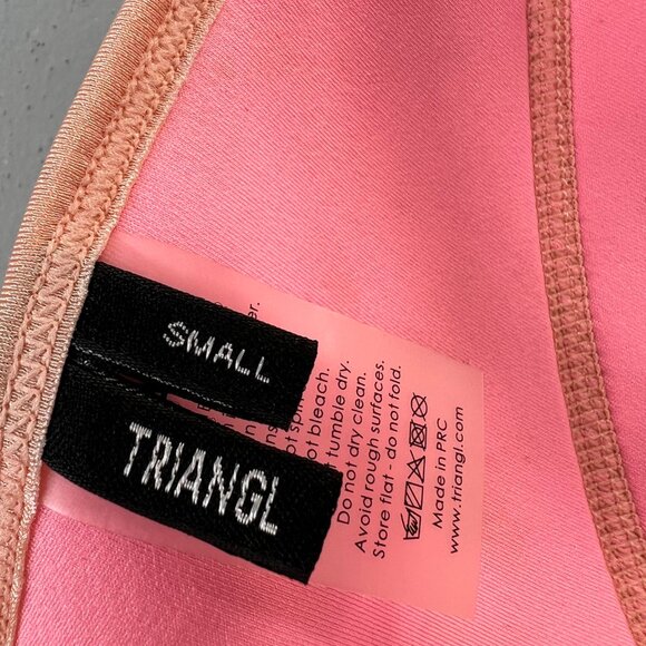 Triangl Neoprene Bikini Top S Peach Coral Textured Adjustable Strap Hook Back - Picture 4 of 5